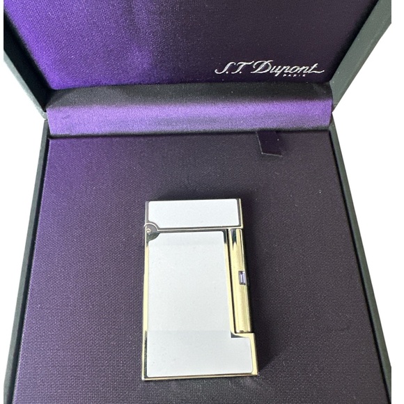 S.T.Dupont BRIQUET LIGNE D LAQUE PASTEL MAUVE + PALLAD + 4 PIERRES New no tag - Picture 1 of 16